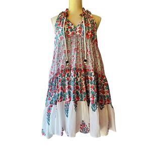 Ro’s Garden Sofie Floral Boho Tiered Sleeveless Dress Women’s Small Knee Length